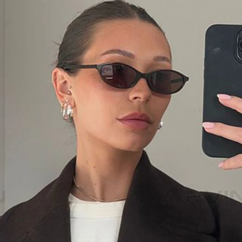 Slim Oval Acetate Sunglasses - draft
