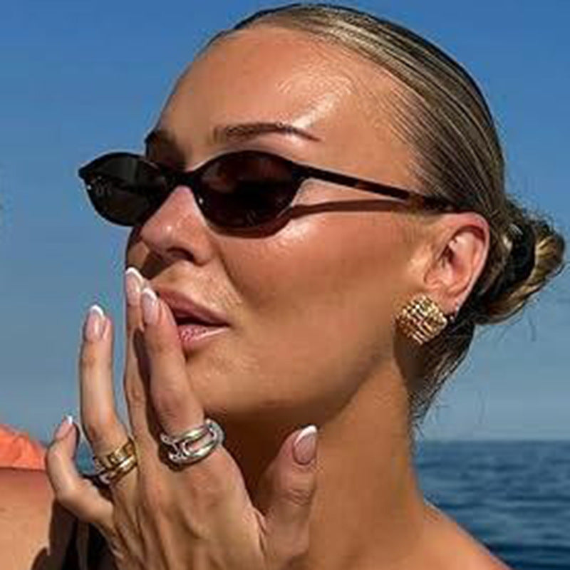 Slim Oval Acetate Sunglasses - draft