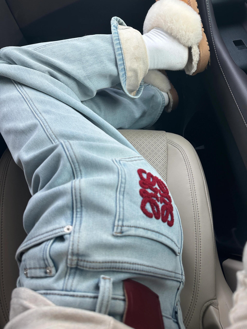 Fleece-Lined Denim Pants - draft