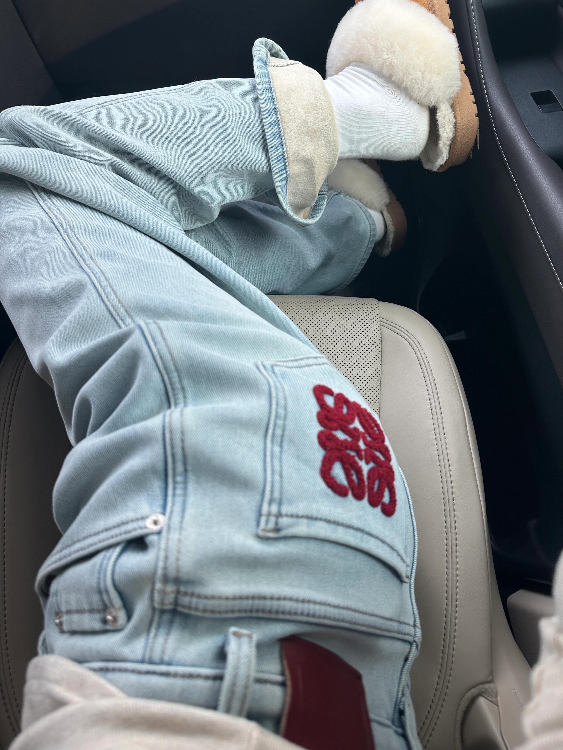 Fleece-Lined Denim Pants - draft