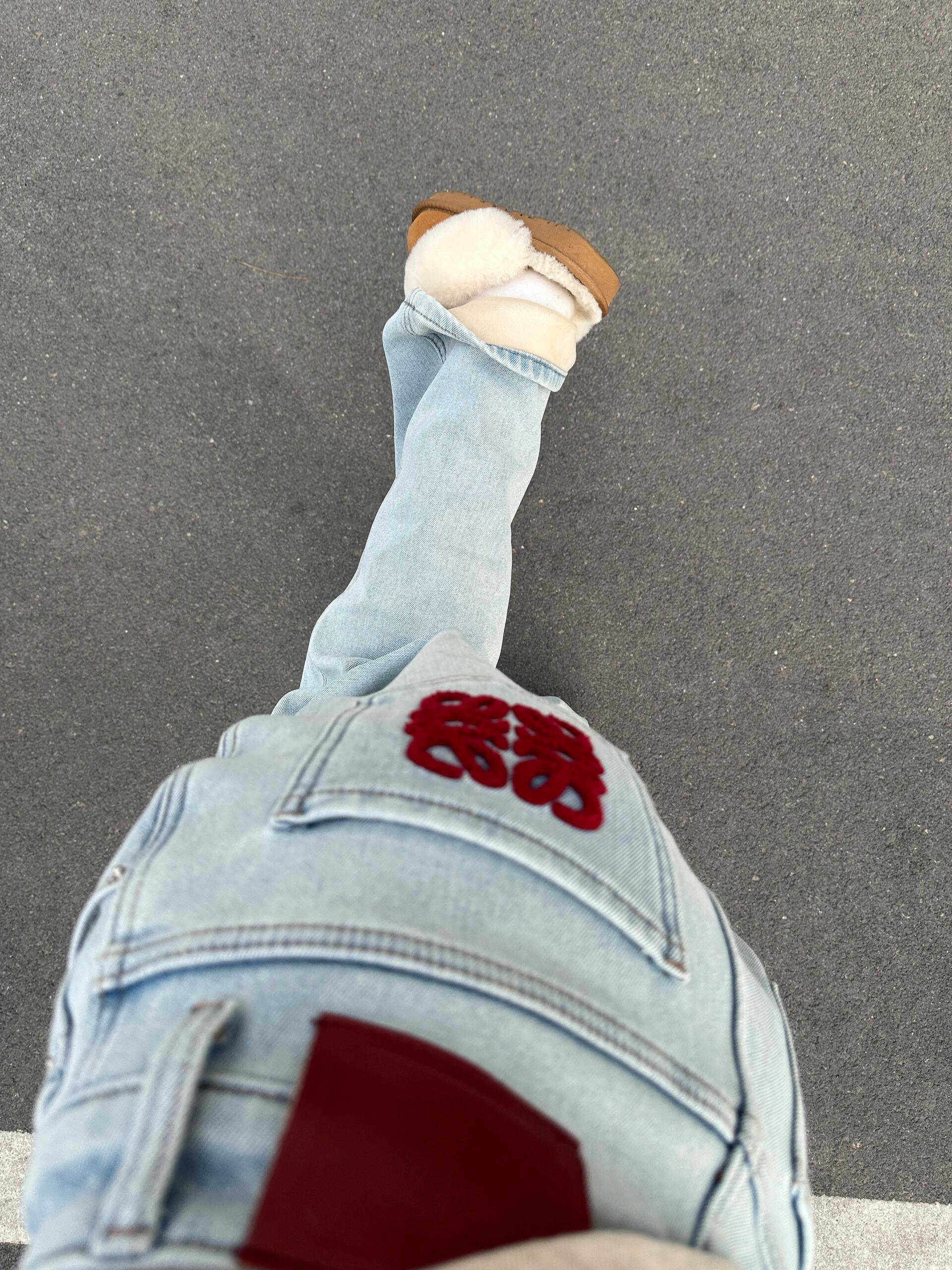 Fleece-Lined Denim Pants - draft