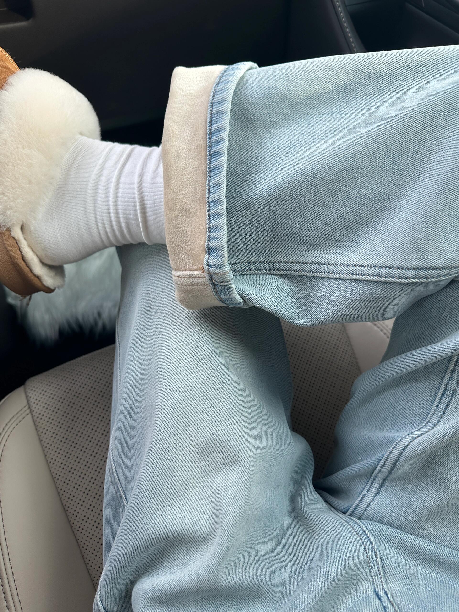 Fleece-Lined Denim Pants - draft