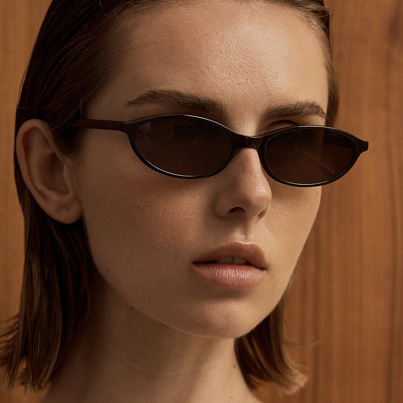 Slim Oval Acetate Sunglasses - draft