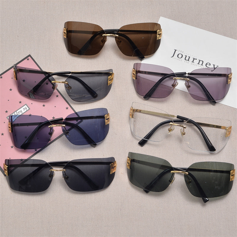 Rimless Gold-Tone Shield Sunglasses - draft