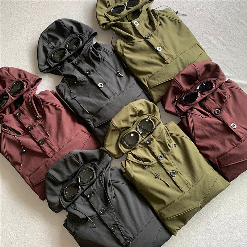 Hooded Jacket with Integrated Goggles - draft