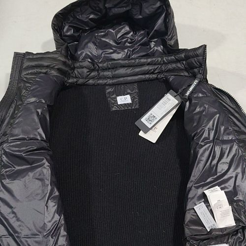Hooded Puffer Jacket with Knit Sleeves - draft