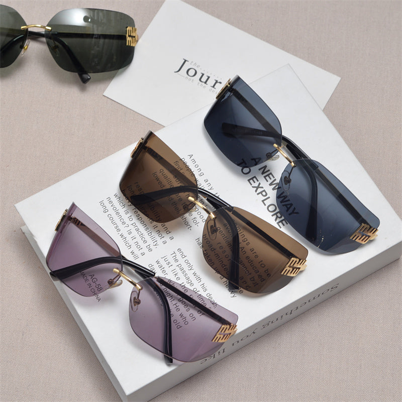 Rimless Gold-Tone Shield Sunglasses - draft