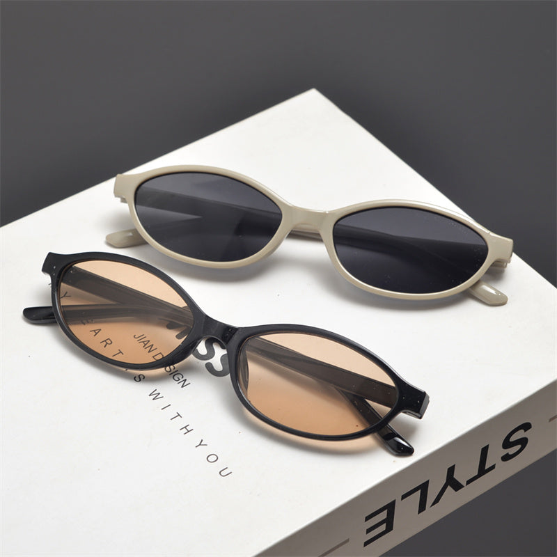 Slim Oval Acetate Sunglasses - draft