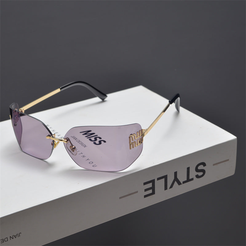 Rimless Gold-Tone Shield Sunglasses - draft