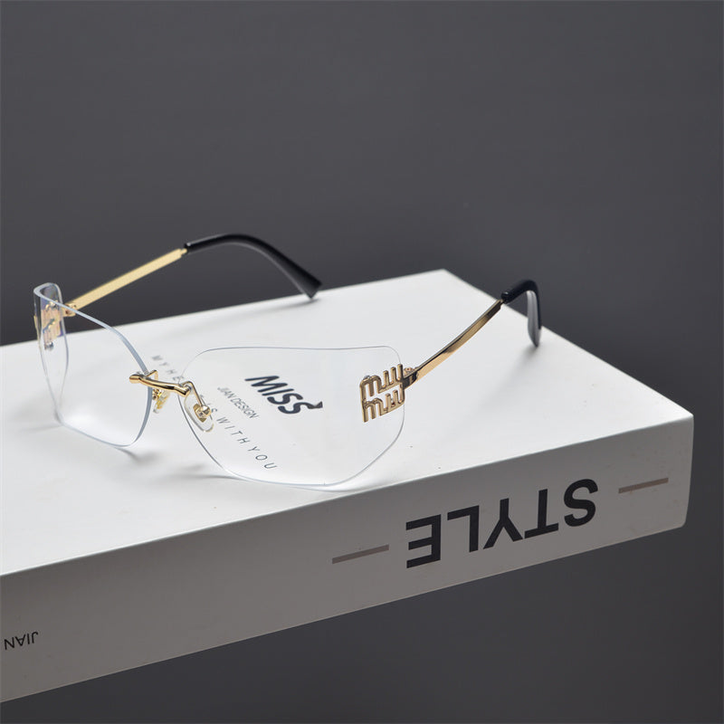 Rimless Gold-Tone Shield Sunglasses - draft