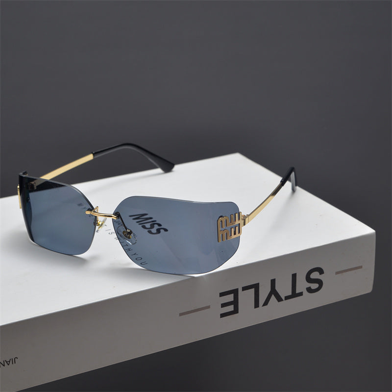 Rimless Gold-Tone Shield Sunglasses - draft