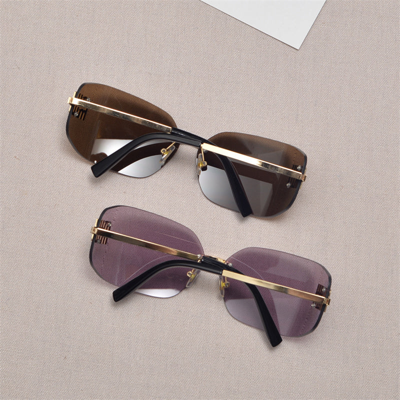 Rimless Gold-Tone Shield Sunglasses - draft