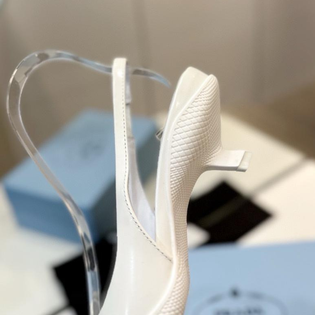 White Brushed Leather Slingback Pumps