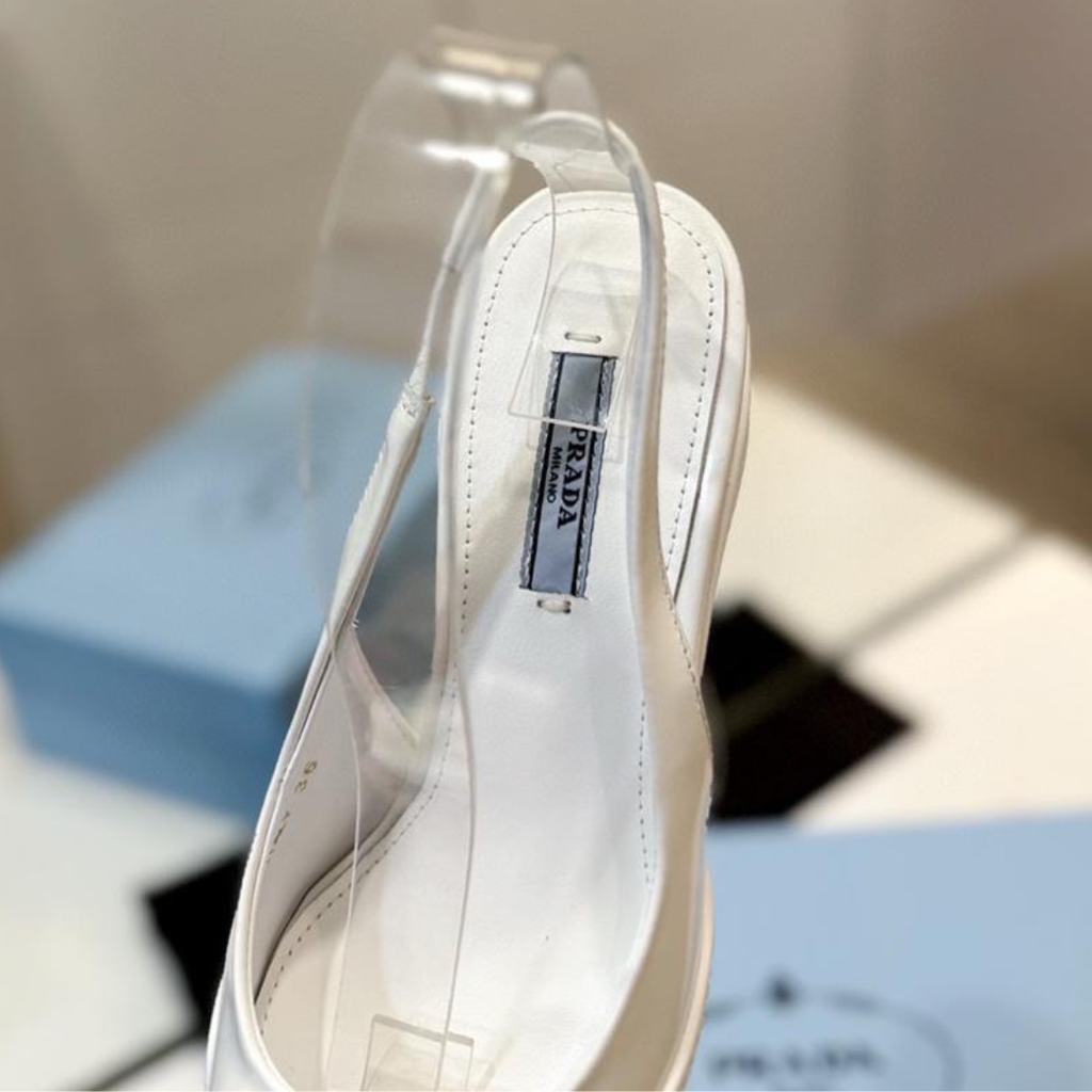 White Brushed Leather Slingback Pumps