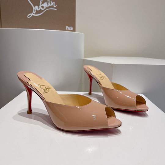 Nude Open-Toe High Heel Mules