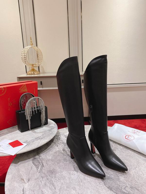 Women’s Black Leather Knee-High Boots - draft