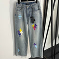 Relaxed Fit Embroidered Denim Jeans - draft