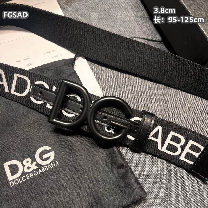 Wide Logo Fabric Belt with Metal Letter Buckle - draft