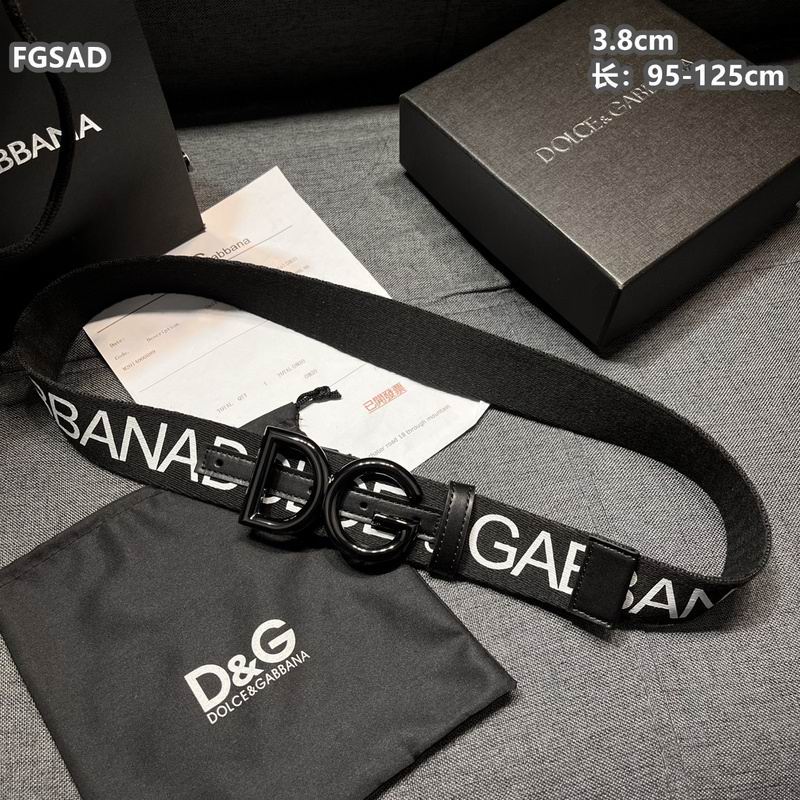 Wide Logo Fabric Belt with Metal Letter Buckle - draft