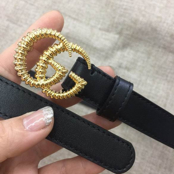 Slim Adjustable Leather Belt with Textured Metal Buckle - draft