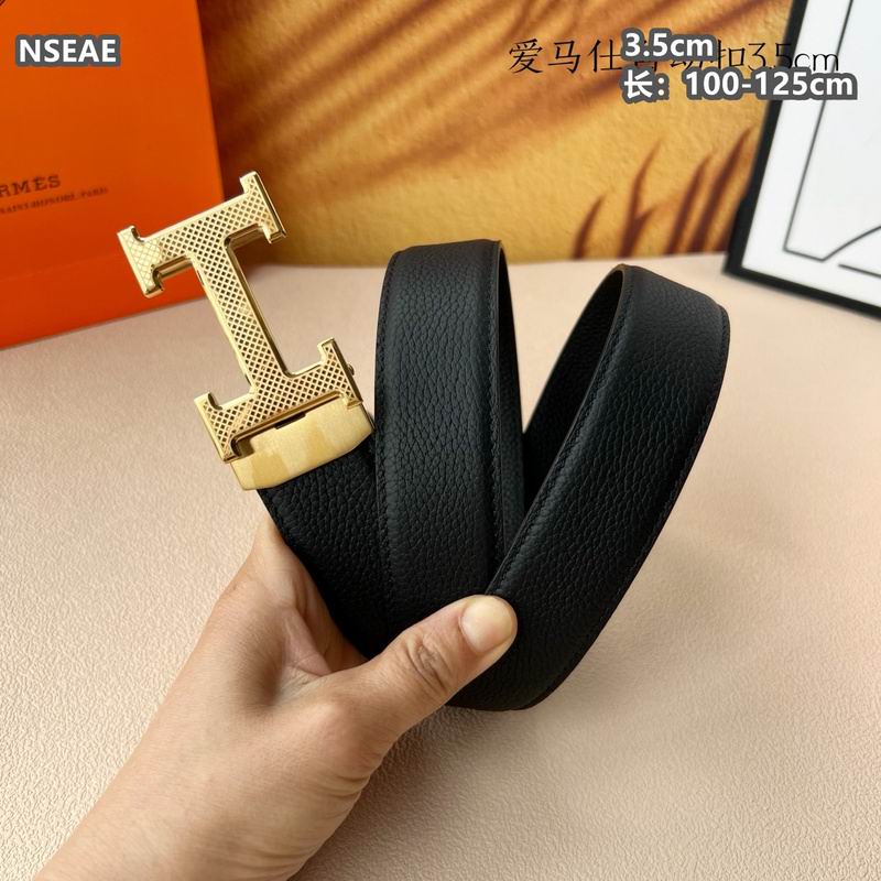 Automatic Buckle Leather Belt with Textured Metal Buckle - draft