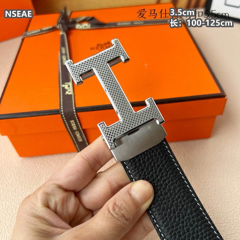 Automatic Buckle Leather Belt with Textured Metal Buckle - draft