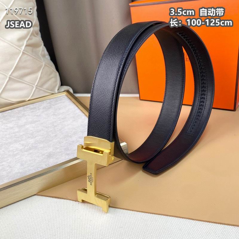 Automatic Buckle Leather Belt with Textured Metal Buckle - draft