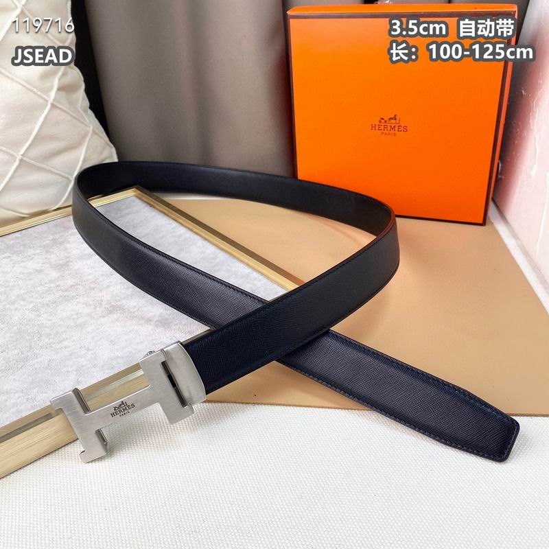 Automatic Buckle Leather Belt with Textured Metal Buckle - draft