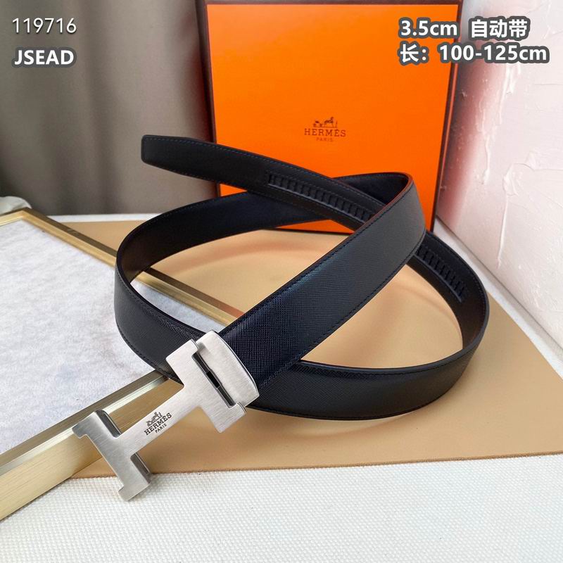 Automatic Buckle Leather Belt with Textured Metal Buckle - draft