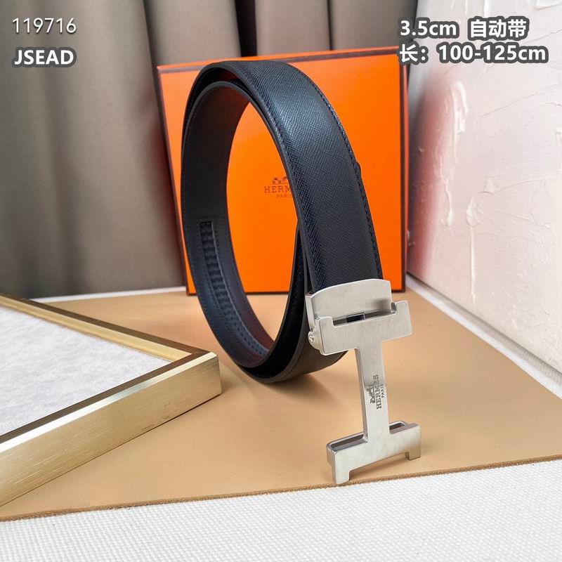 Automatic Buckle Leather Belt with Textured Metal Buckle - draft