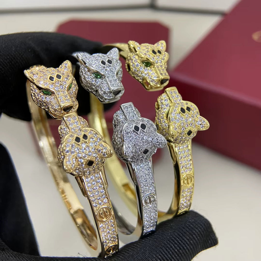 Panther Crystal Open Bangle - draft