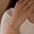 Link Hand Chain Bracelet with Crystal Detail - draft
