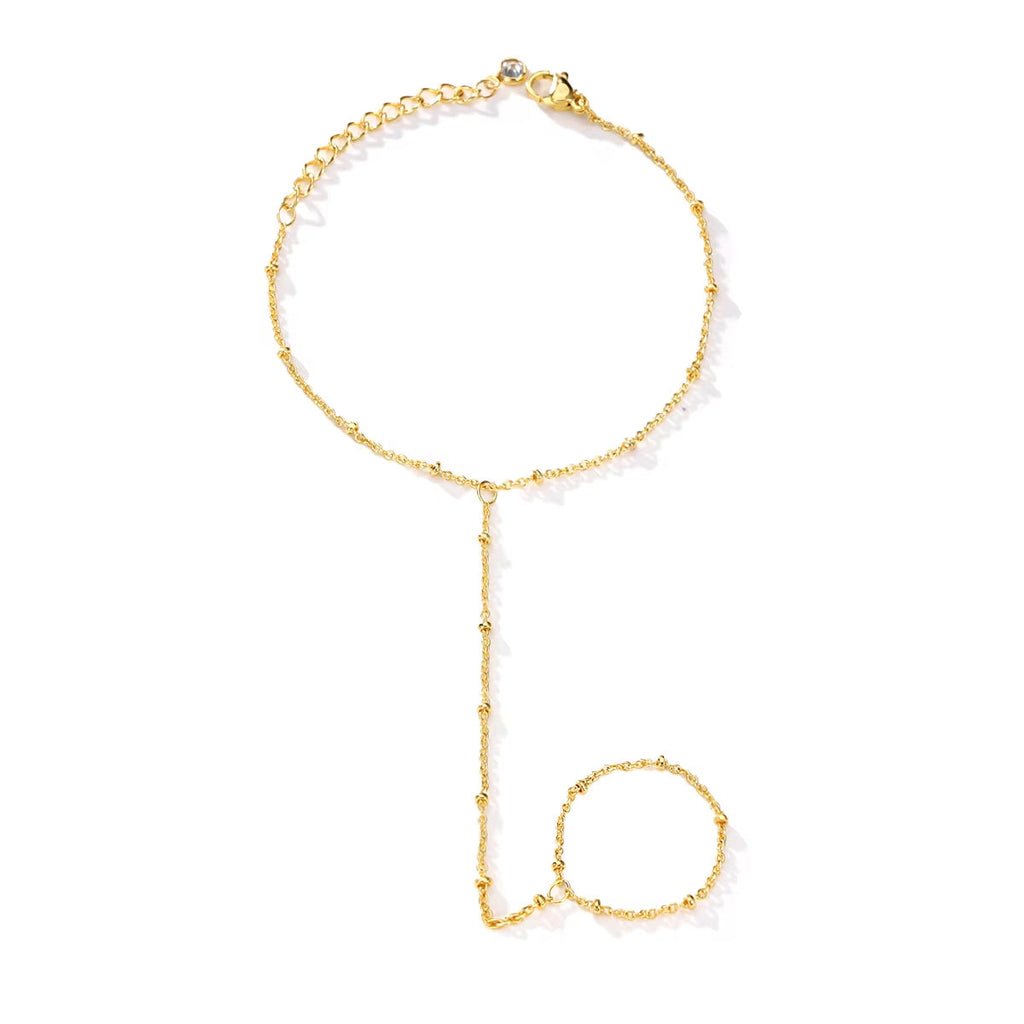 Minimal Hand Chain Bracelet with Ring Link - draft