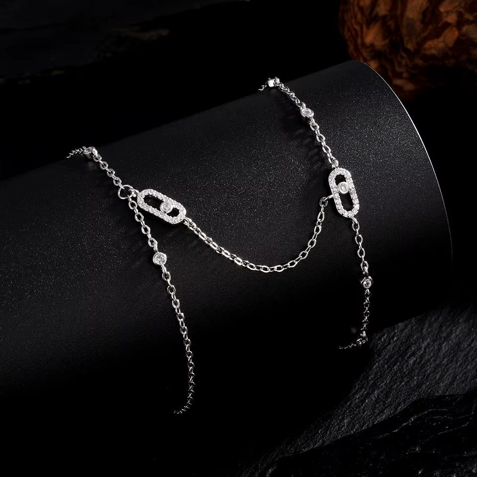 Link Hand Chain Bracelet with Crystal Detail - draft