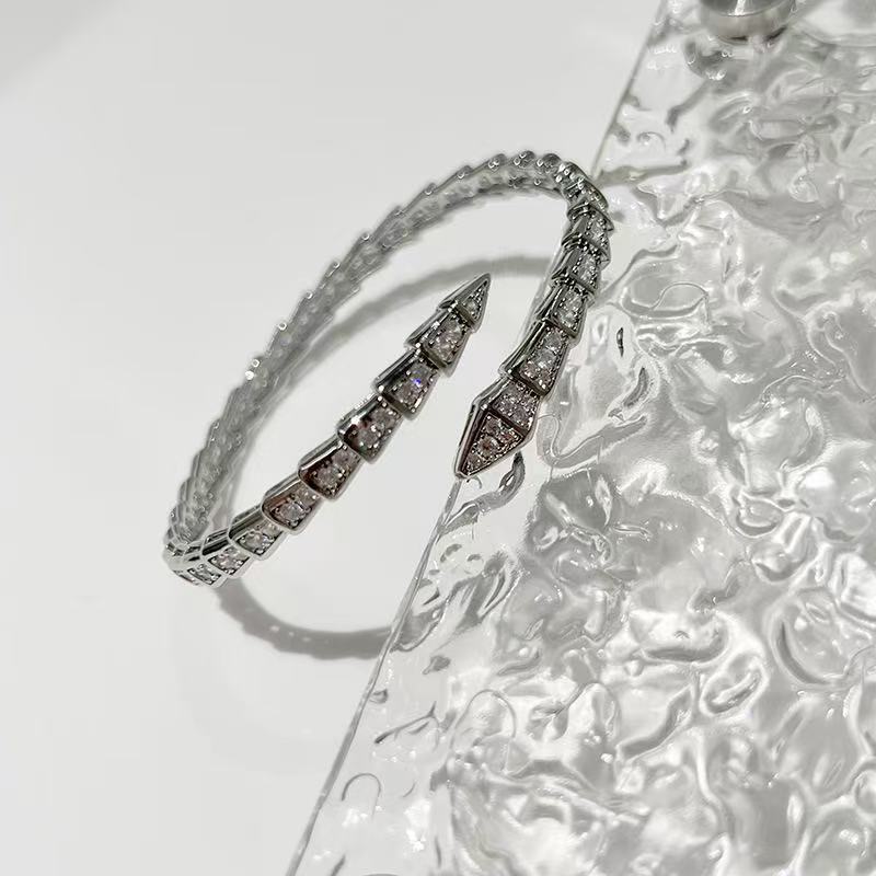 Gold Serpent Open Bangle Bracelet - draft