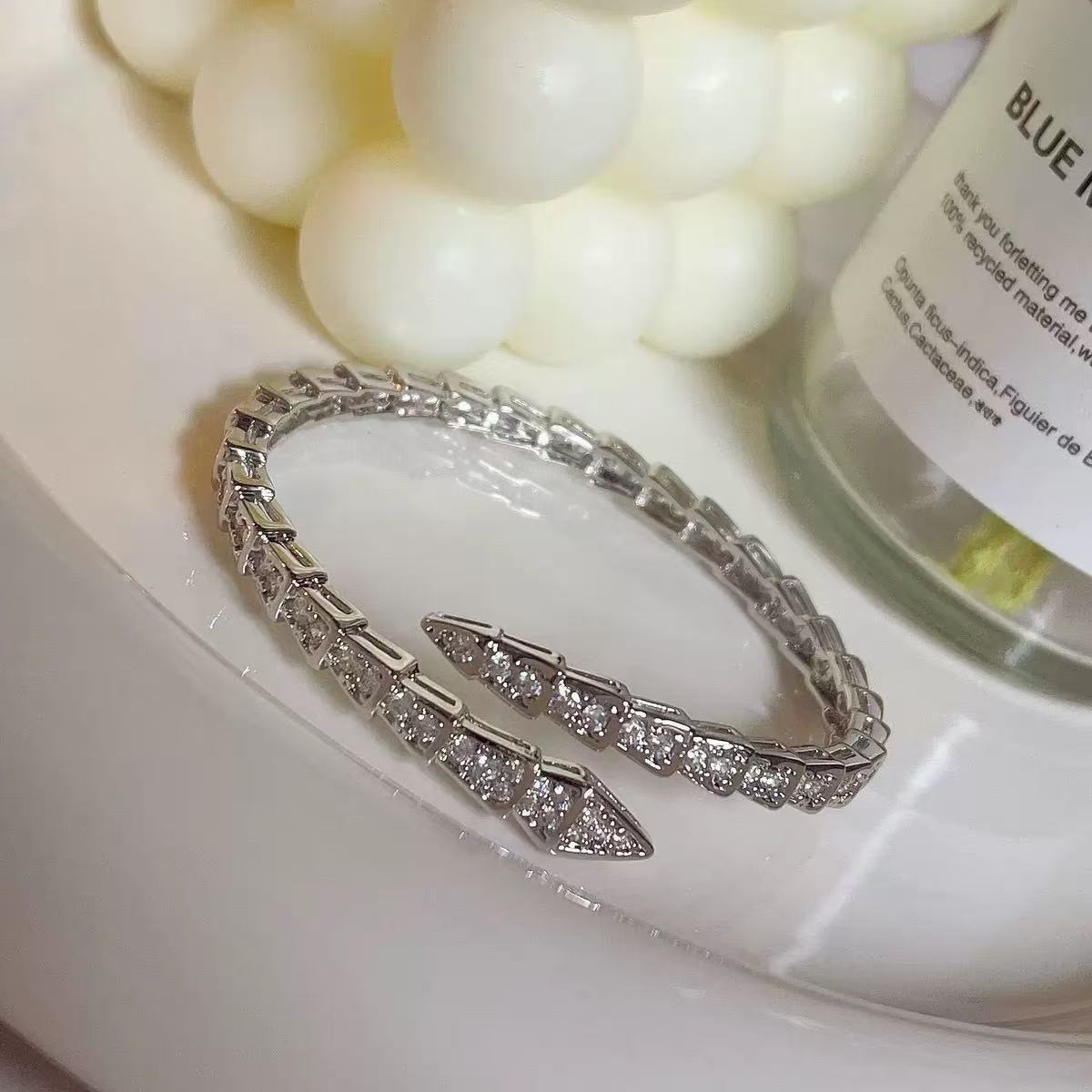 Gold Serpent Open Bangle Bracelet - draft