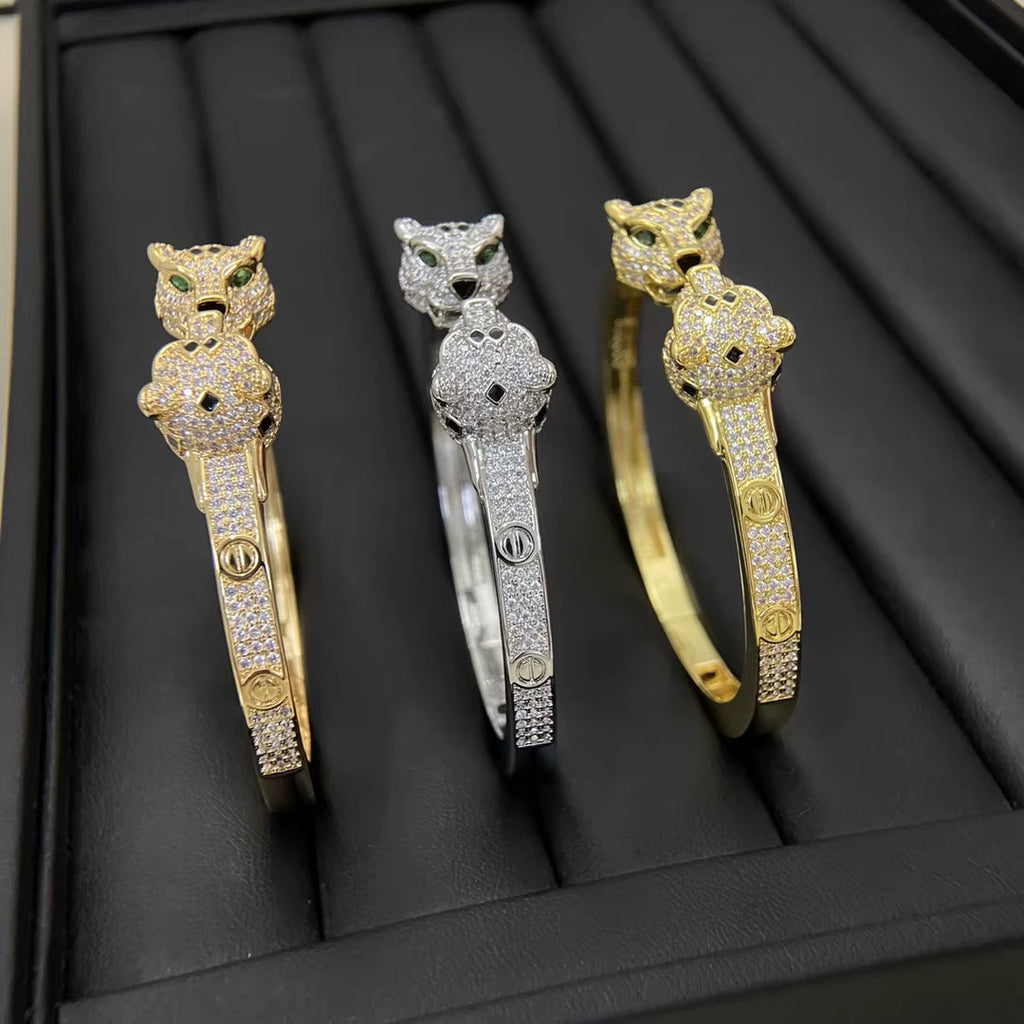 Panther Crystal Open Bangle - draft
