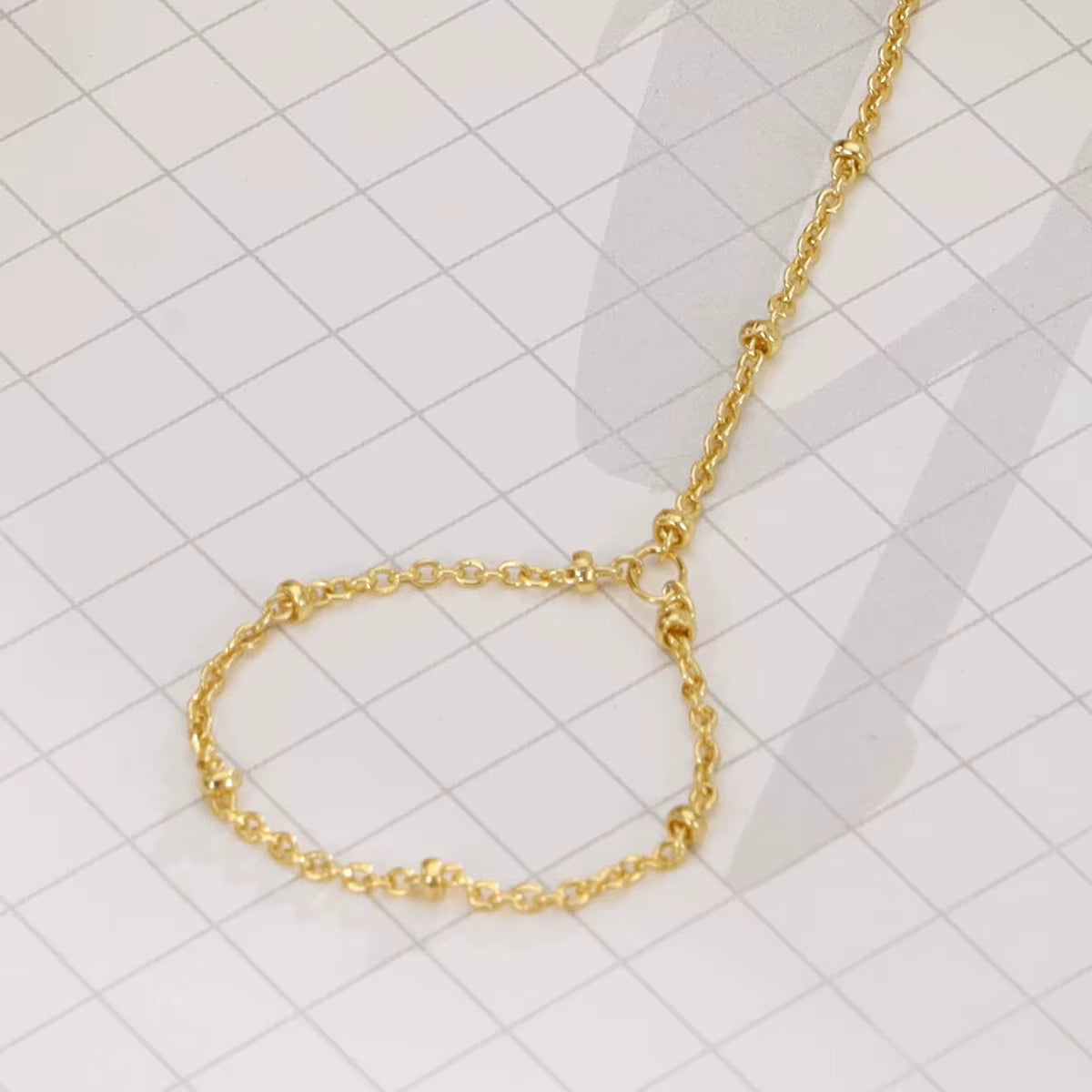 Minimal Hand Chain Bracelet with Ring Link - draft