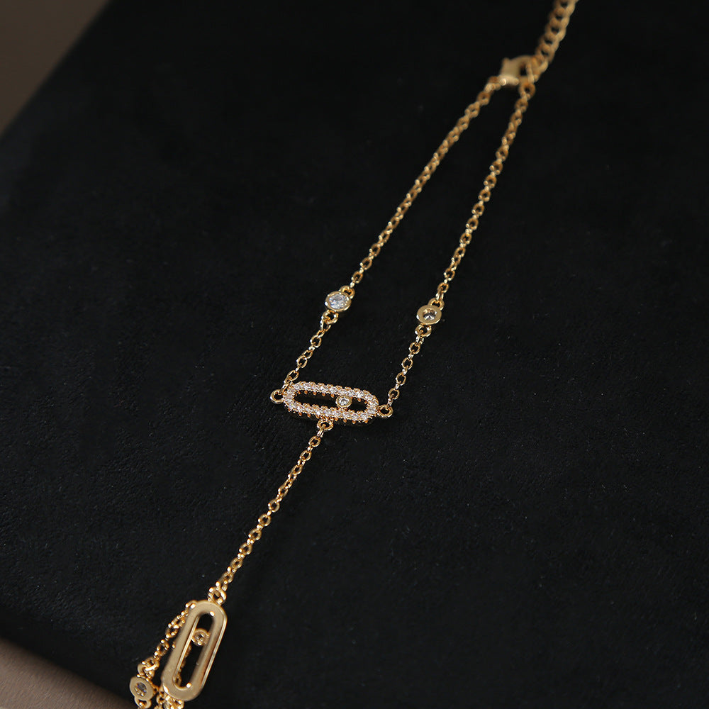 Link Hand Chain Bracelet with Crystal Detail - draft