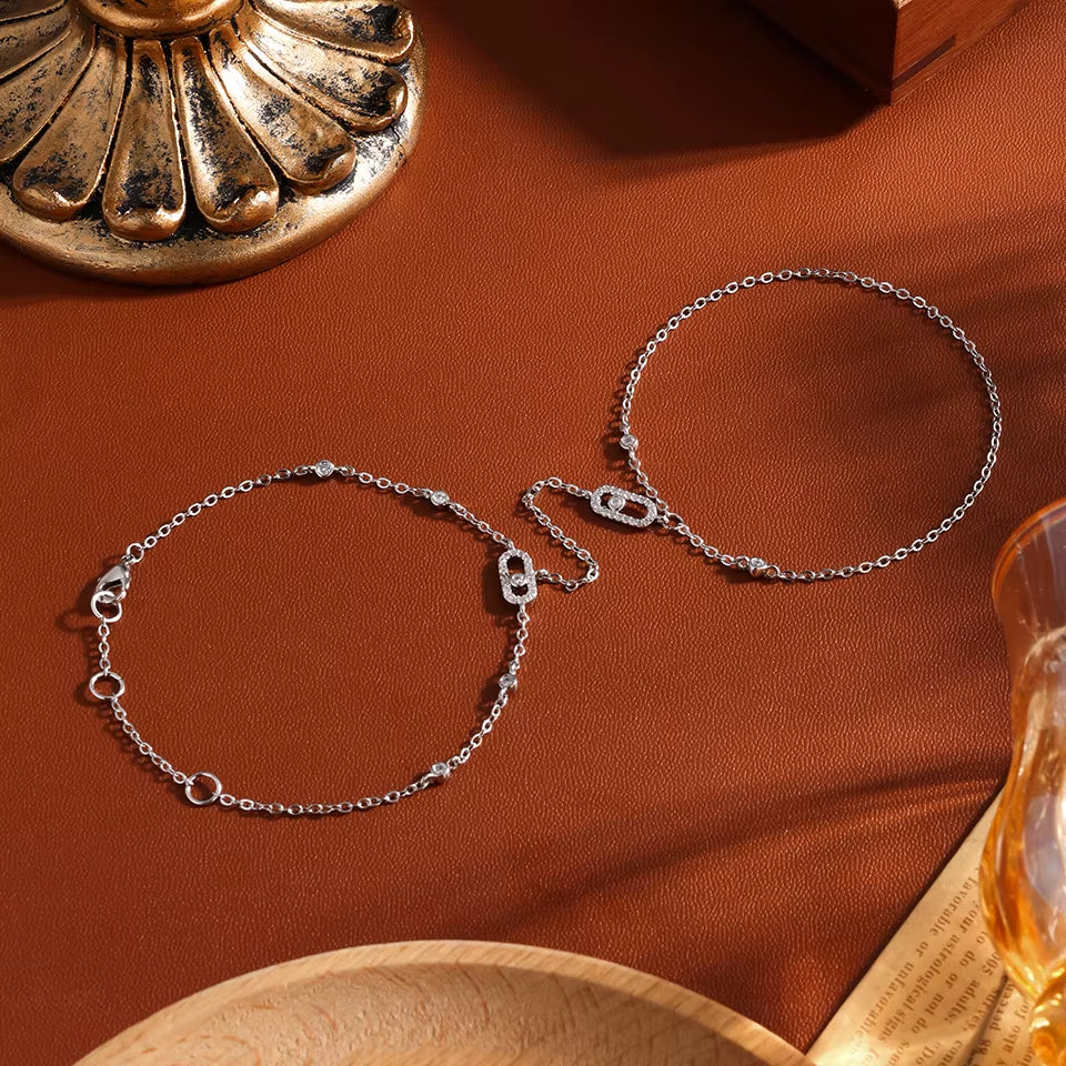 Link Hand Chain Bracelet with Crystal Detail - draft
