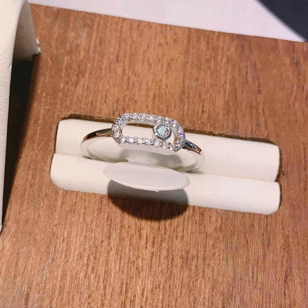 Oval Crystal Link Ring - draft
