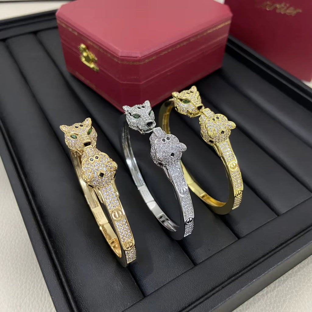 Panther Crystal Open Bangle - draft