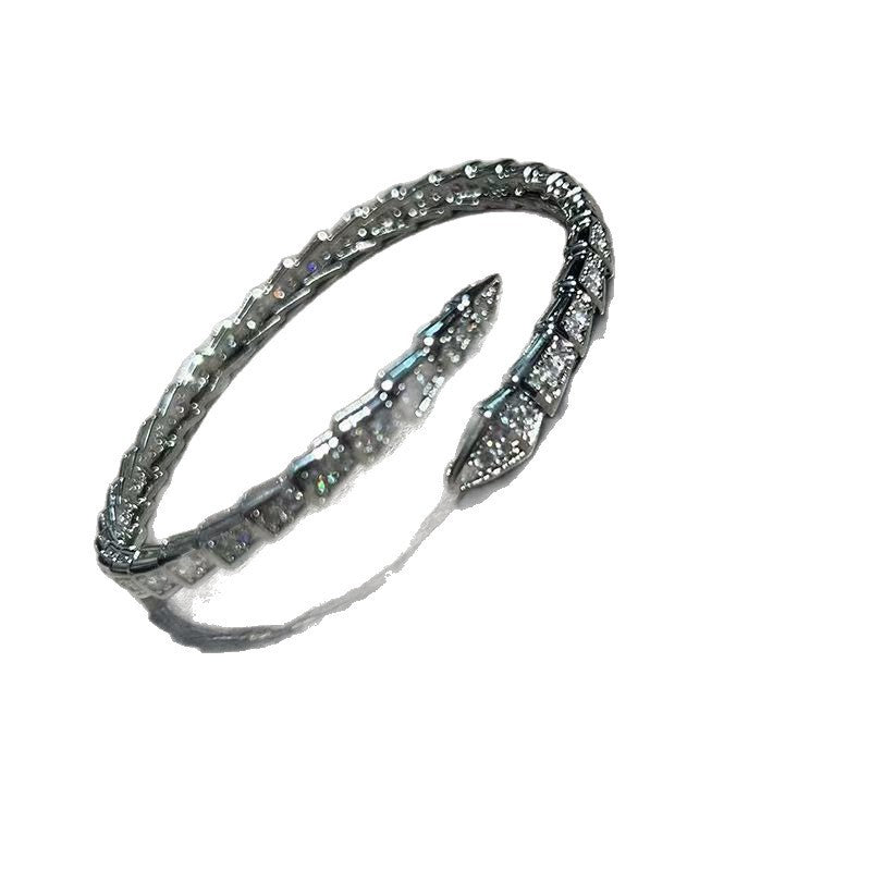 Gold Serpent Open Bangle Bracelet - draft