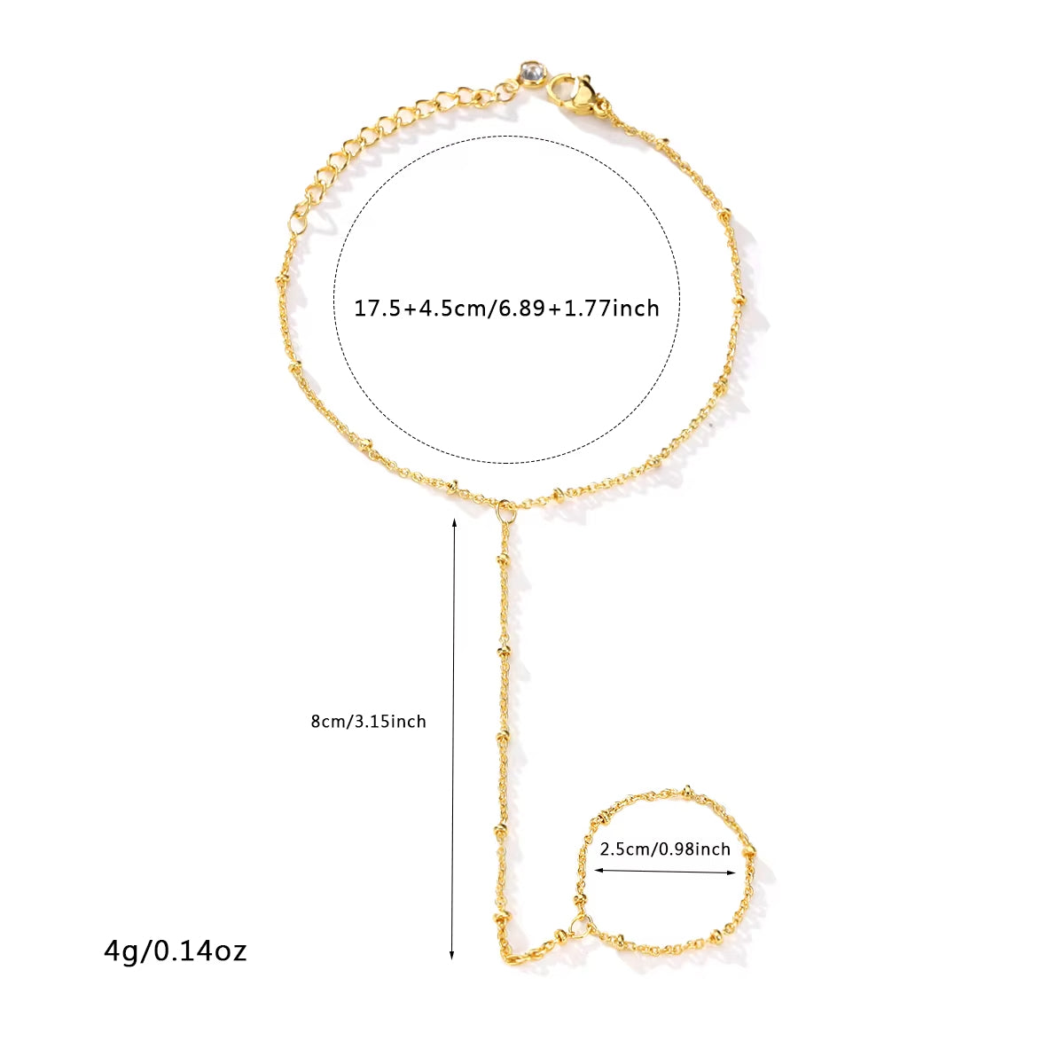 Minimal Hand Chain Bracelet with Ring Link - draft