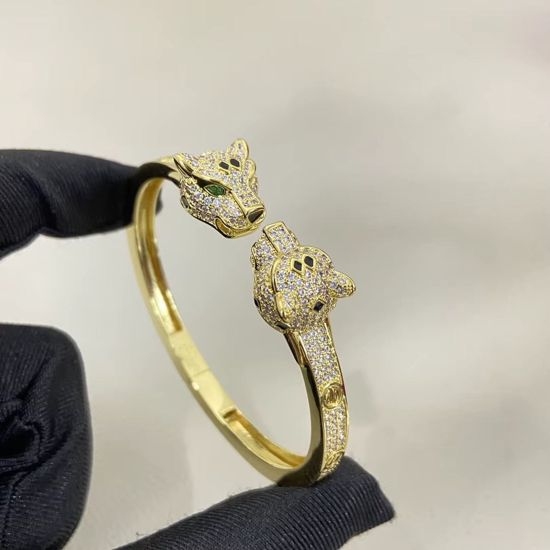 Panther Crystal Open Bangle - draft