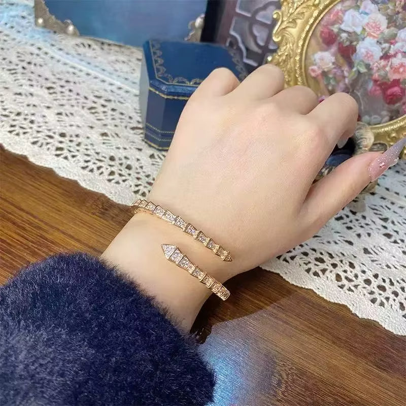 Gold Serpent Open Bangle Bracelet - draft