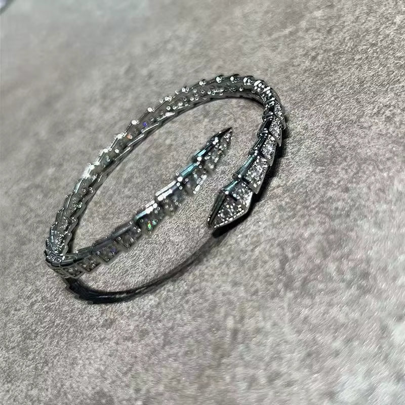 Gold Serpent Open Bangle Bracelet - draft