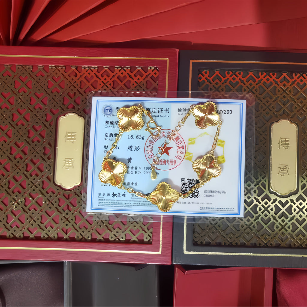 Five-Flower Gold-Plated Bracelet - draft