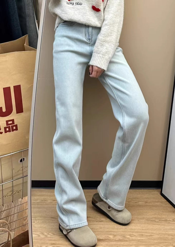 Fleece-Lined Denim Pants - draft