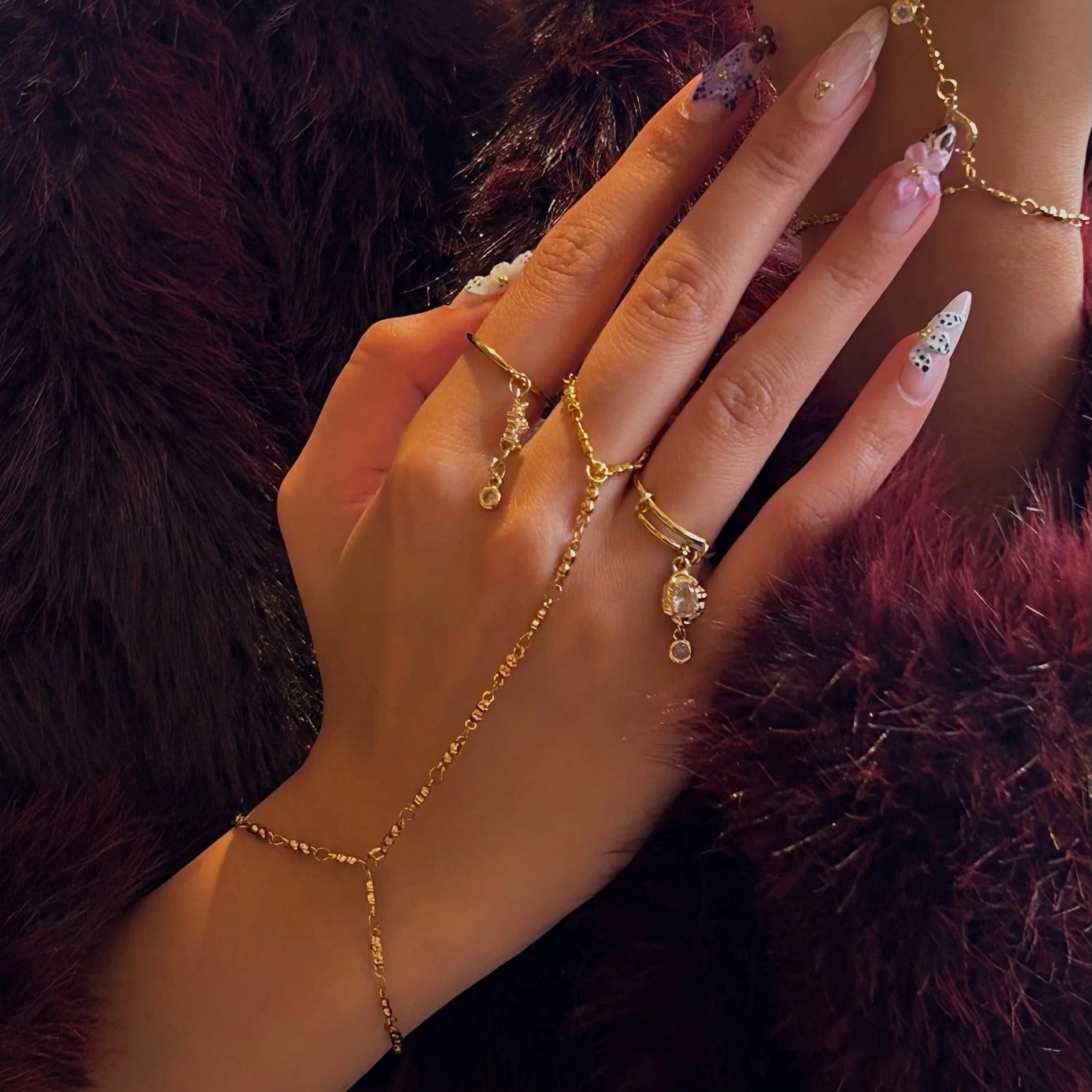 Minimal Hand Chain Bracelet with Ring Link - draft
